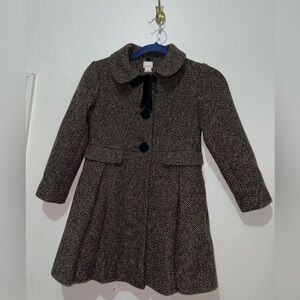 Monsoon Girls Harrington Princess Button Front Classy Wool Tweed Trench